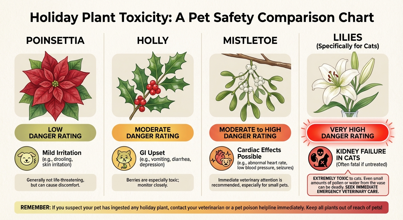 Comparison of holiday plant toxicity levels for pets