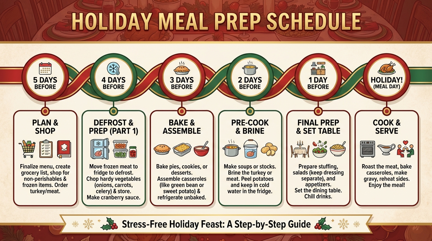 Visual timeline for holiday meal preparation