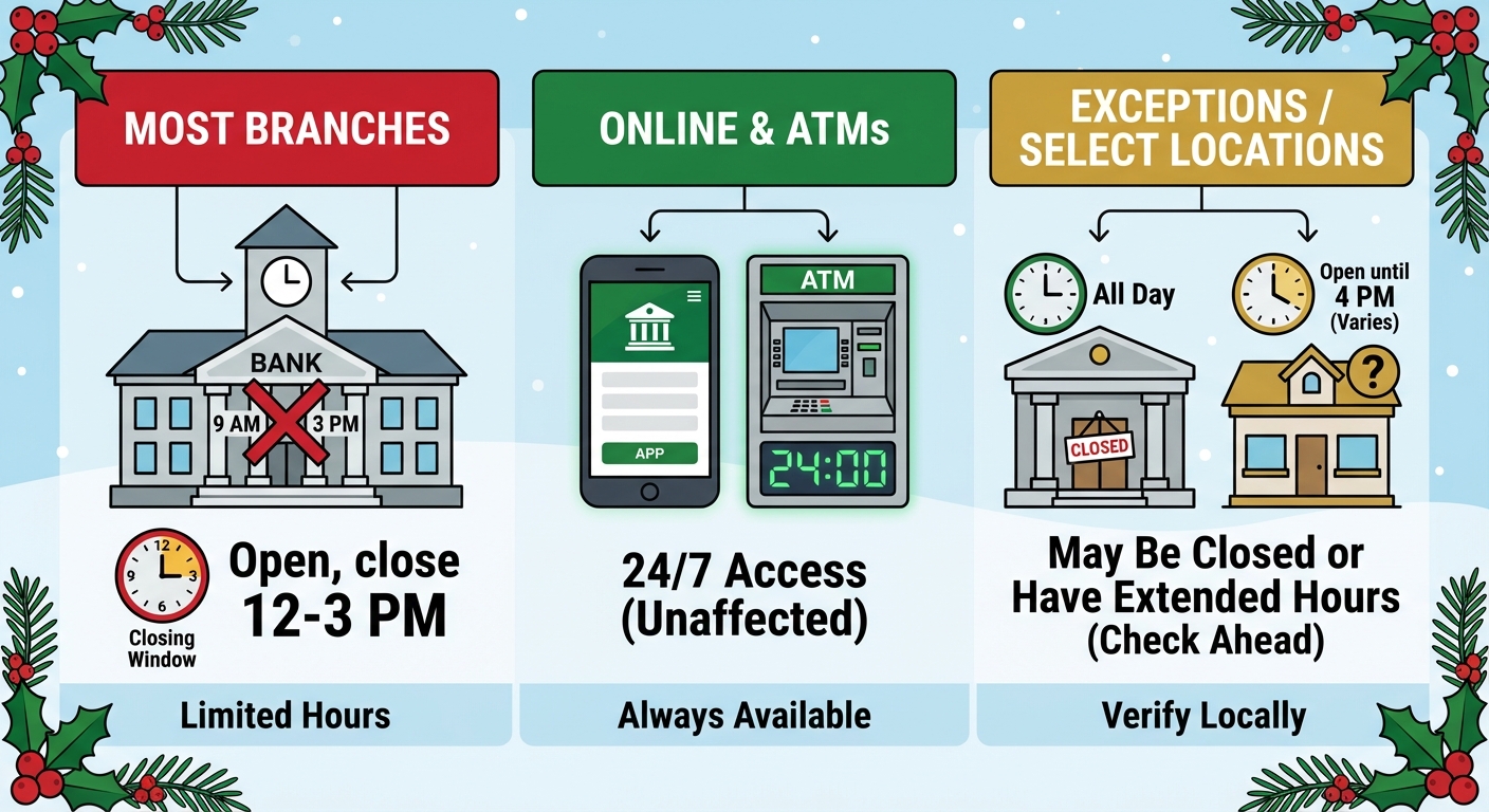 Chart showing typical bank hours on Christmas Eve