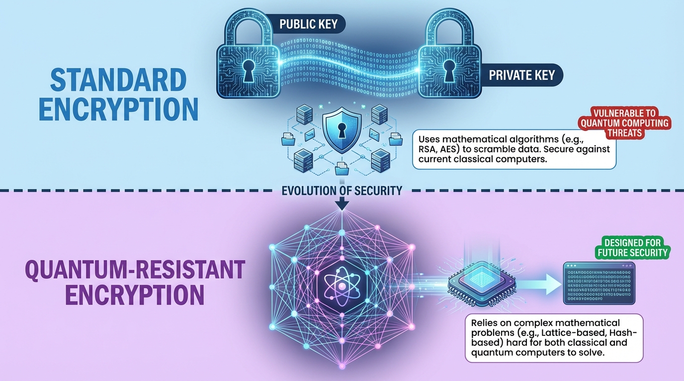 Diagram comparing end-to-end encryption with regular encryption