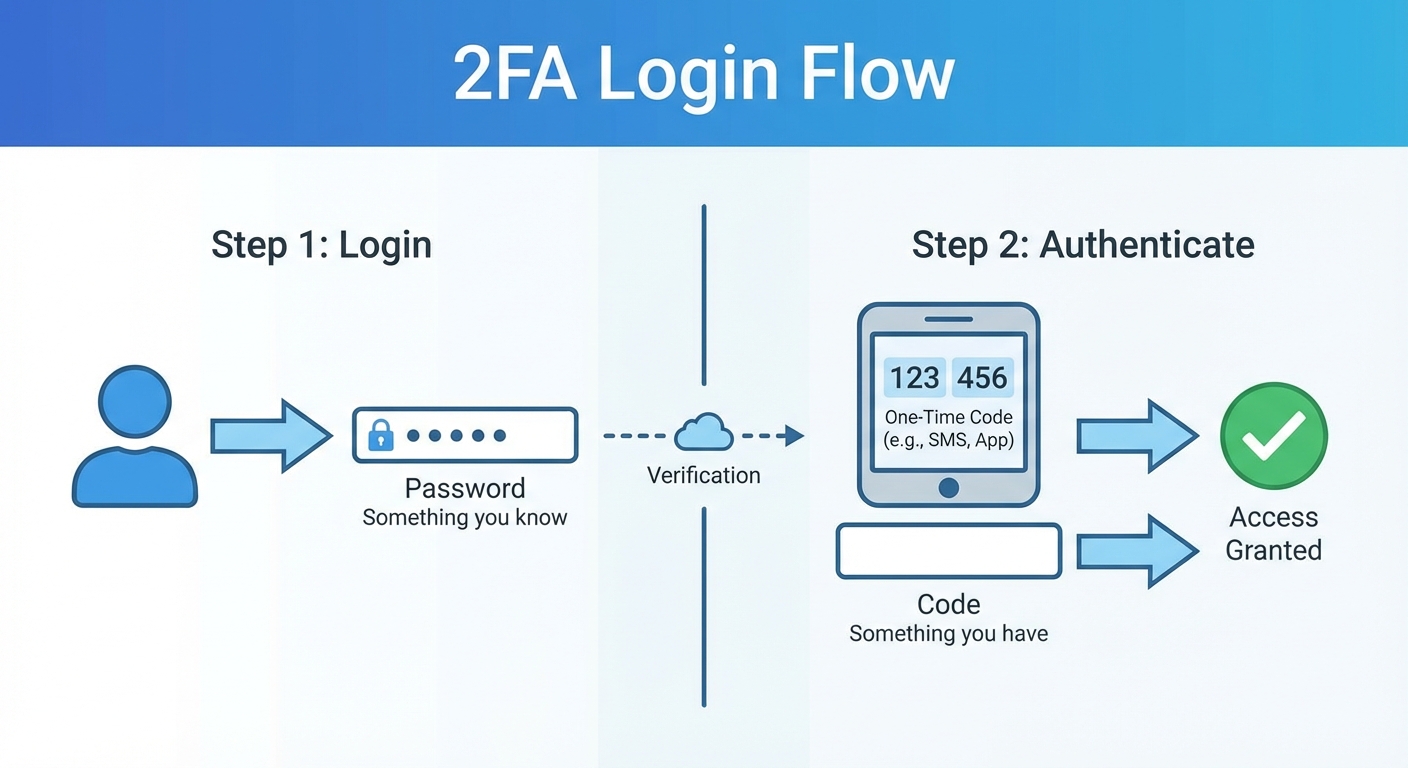 Diagram showing the two-factor authentication login flow