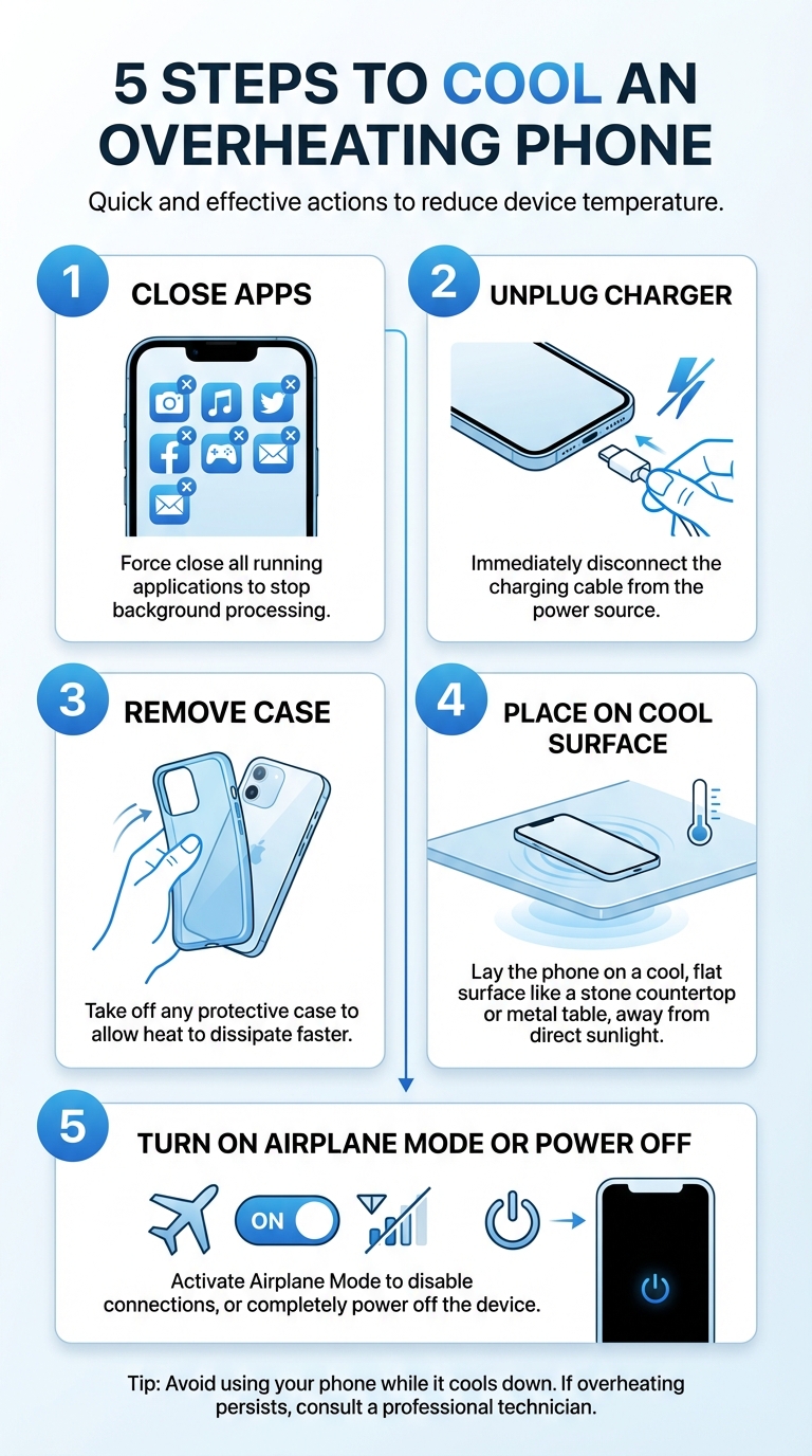 Step-by-step guide for cooling down an overheating phone