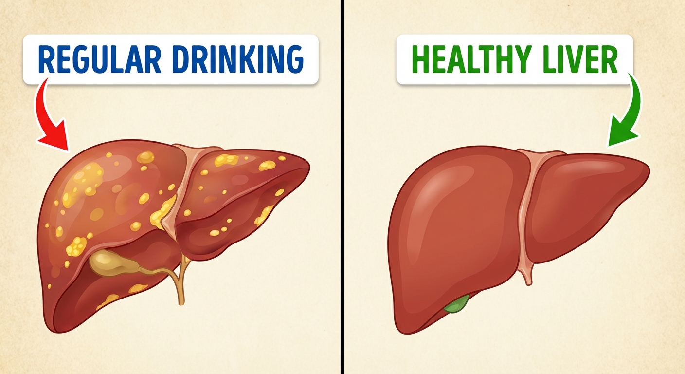 Before and after comparison showing liver health improvement over three months