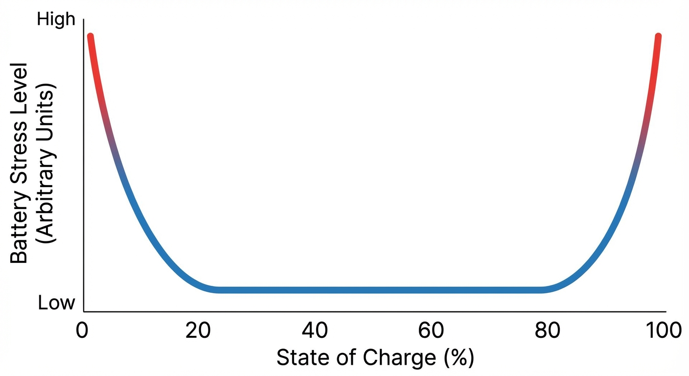 Graph showing battery stress levels at different charge percentages