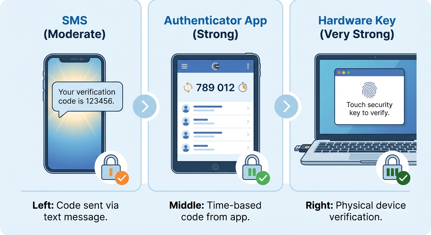 Comparison of different two-factor authentication methods and their security levels