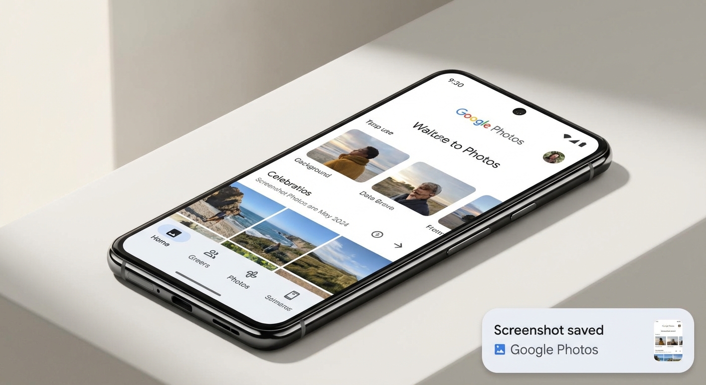 Android phone showing screenshot thumbnail preview in corner of screen