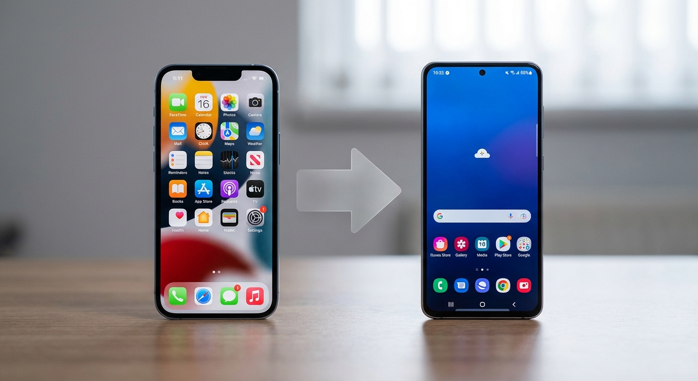 iPhone and Android phone side by side representing platform switch