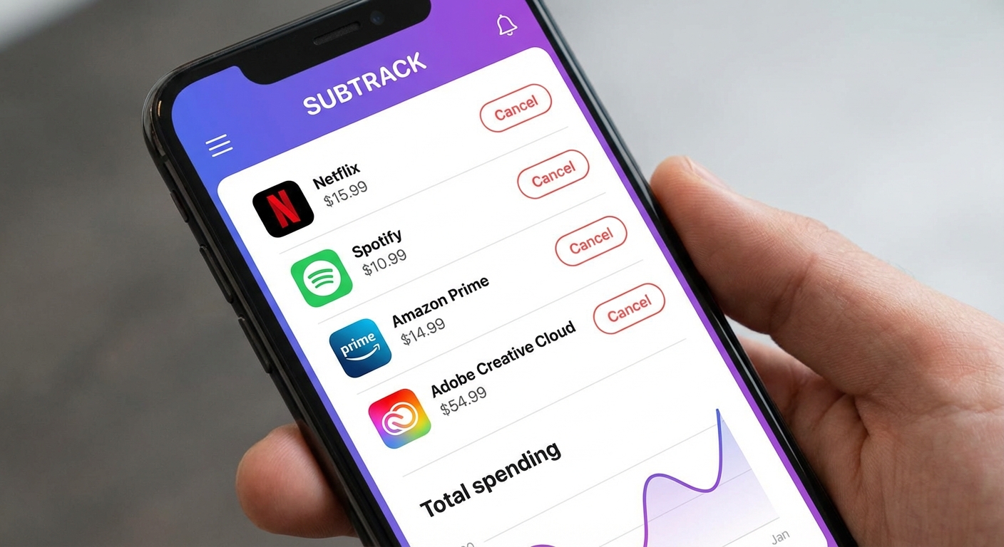 Subscription tracking app showing list of recurring charges